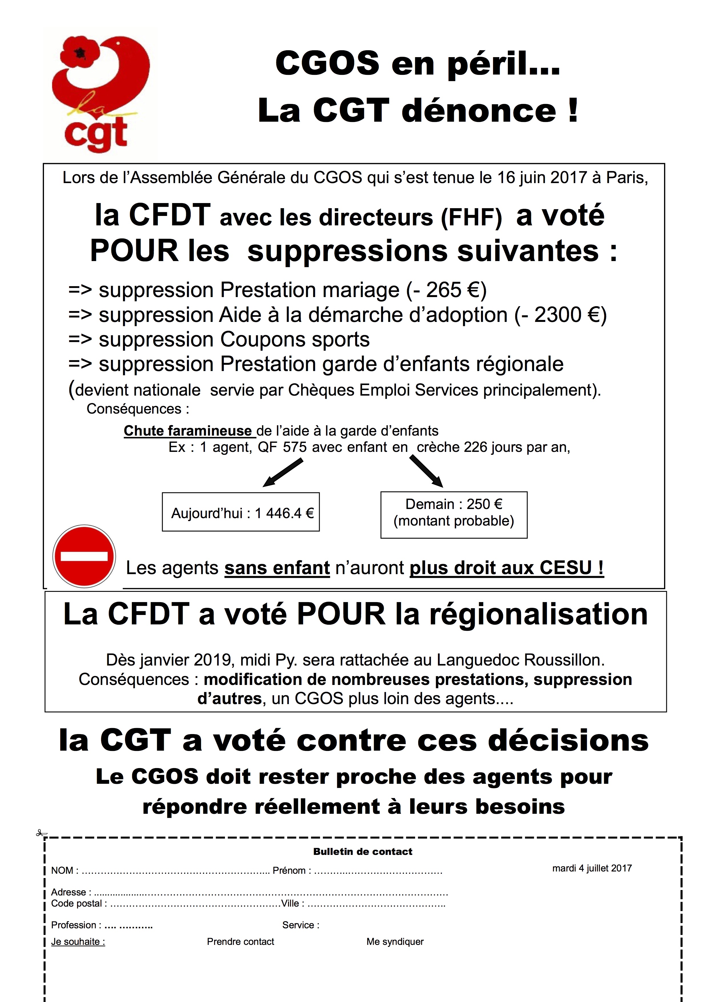 CGOS : La CFDT et la FHF votent pour la suppressions de prestation
