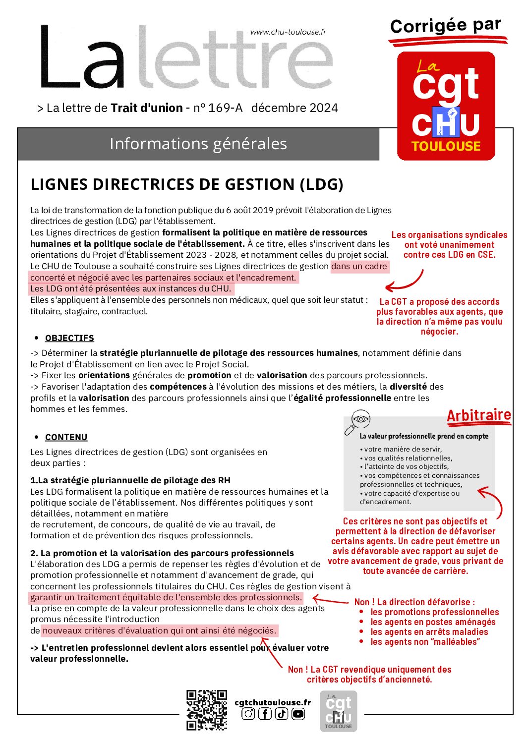 LDG- nouvelle notation : Traduction de la lettre DRH de décembre…