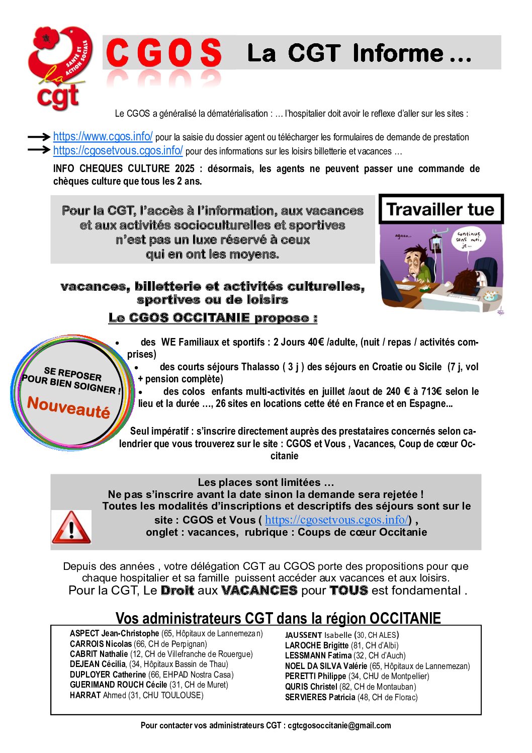 CGOS 2025 : infos CGT…